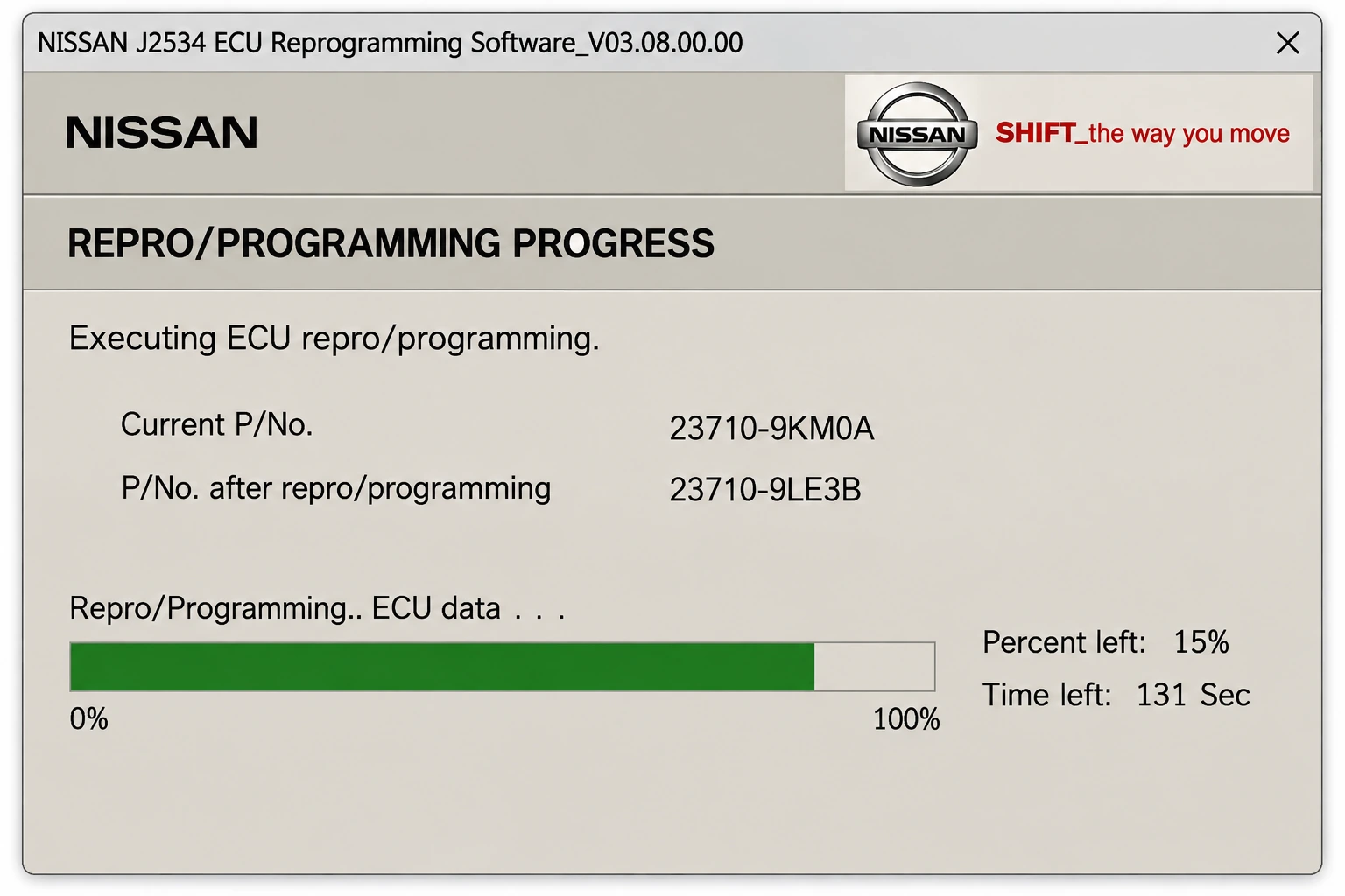 Avance de la programación de la ECM en Nissan NERS.